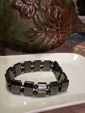 Hematite Tile Larger Balance Stretch Bracelet - Women Jewelry